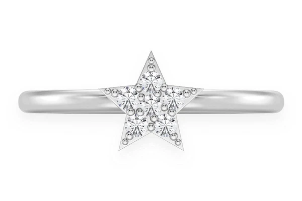 Star Diamond Ring 14k Solid Gold 0.10ctw 