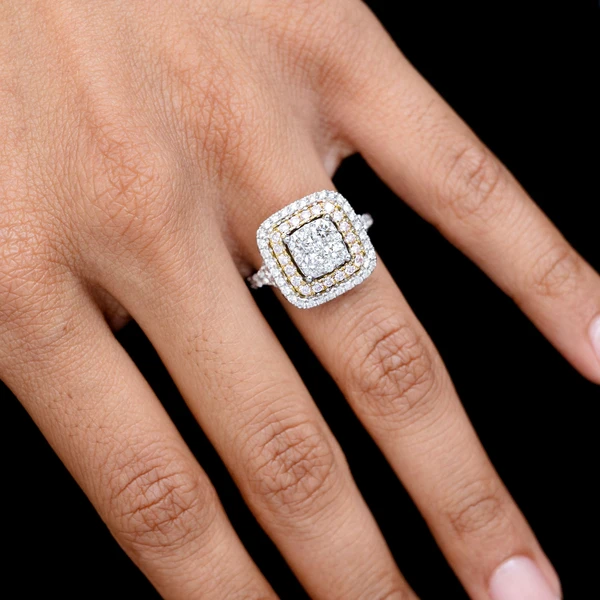 Double Halo White And Pink Diamond Engagement Ring - All Natural - 1.80ctw 