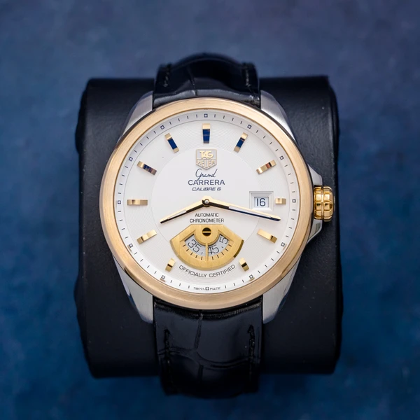 Tag Heuer - Grand Carrera 40MM (wav515b) Steel & Yellow Gold - Black Leather - Watch Only*
