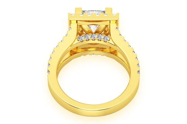 Sphinx - 2.00ct Princess Cut Solitaire - Split Shank Halo - Diamond Engagement Ring - All Natural