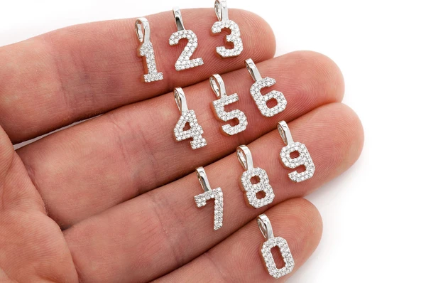 Small Jersey Number Diamond Pendant 14k Gold .10ctw