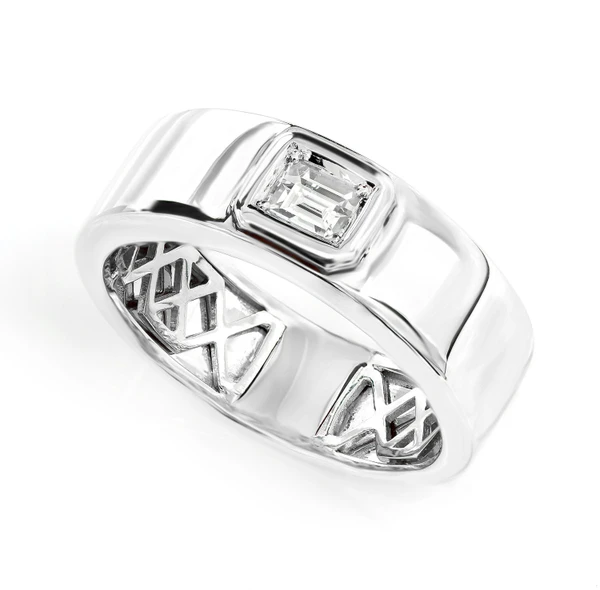 Single Baguette Bezel Diamond Band 14k Solid Gold 0.25ctw