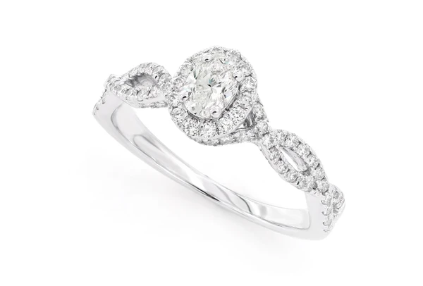 .30ct Oval Solitaire - Halo Twist Diamond - Diamond Engagement Ring - All Natural