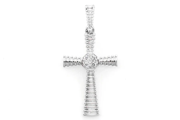 Dutch Cross Diamond Accent Pendant 14k Solid Gold 0.05ctw 