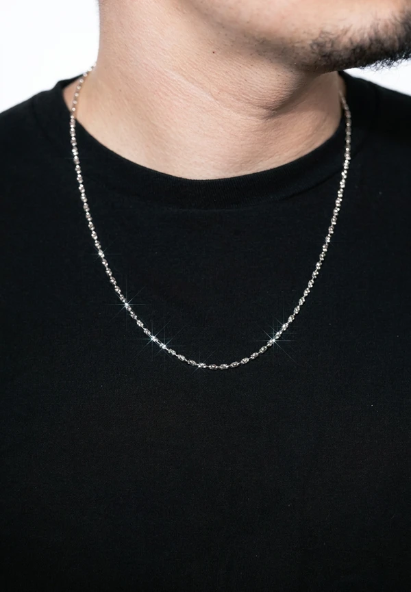 2.5MM Sterling Silver Beaded Swirl Chain