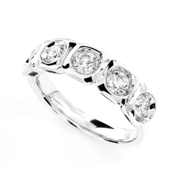 Five Stone Square Bezel Diamond Band Ring 14k Solid Gold 1.00ctw