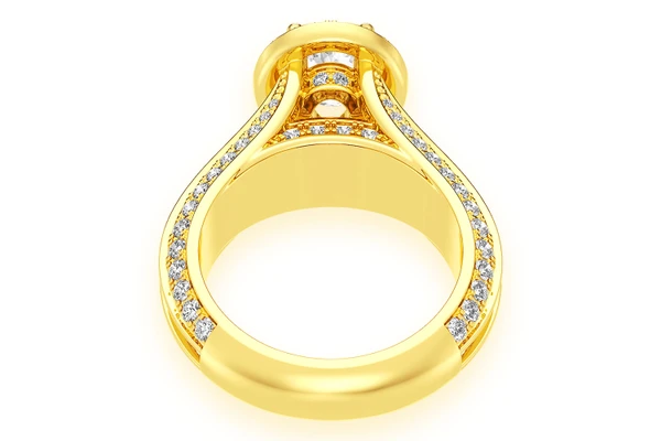 Monst - 1.00ct Oval Solitaire - Three Row Graduated Split Halo - Diamond Engagement Ring - All Natural Vs Diamonds