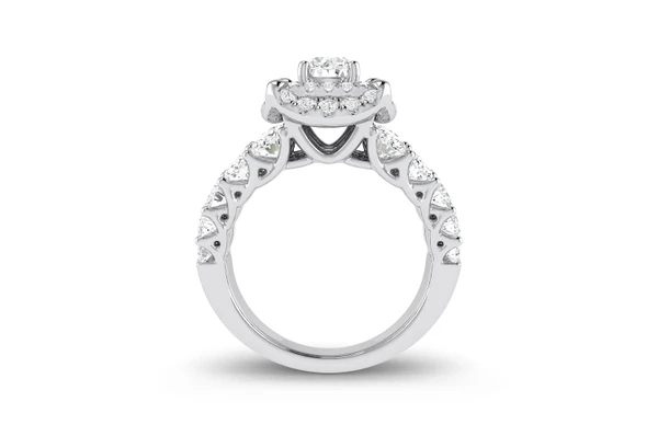 Double Halo Split Shank - Diamond Engagement Ring - All Natural