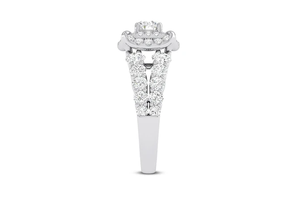 Double Halo Split Shank - Diamond Engagement Ring - All Natural