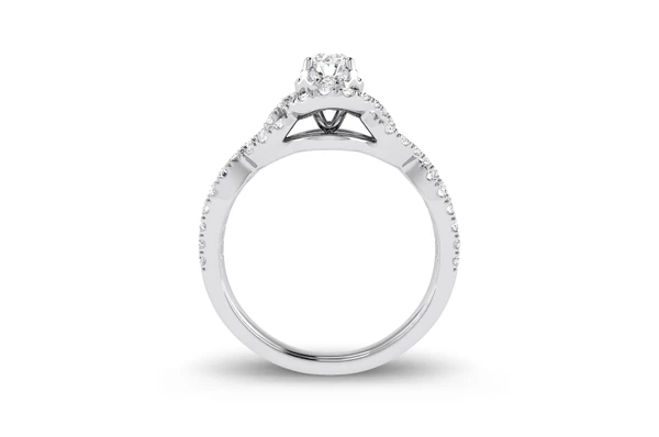 Round Double Halo Twisted Shank - Diamond Engagement Ring - All Natural