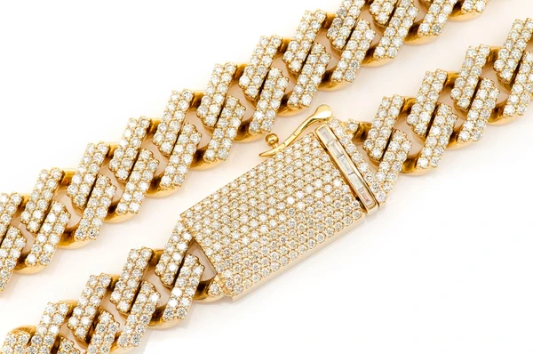 13MM Raised Miami Cuban Diamond Necklace 14k Solid Gold 28.25ctw