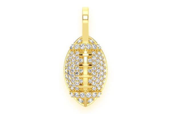 American Football Diamond Pendant 14k Solid Gold 0.40ctw