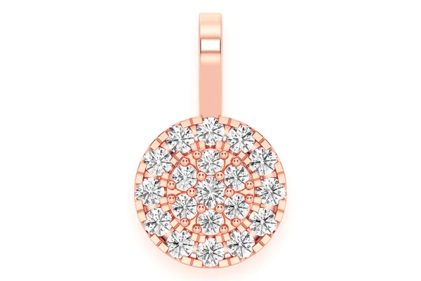 Round Two Tier Halo Diamond Pendant 14k Solid Gold 1.00ctw