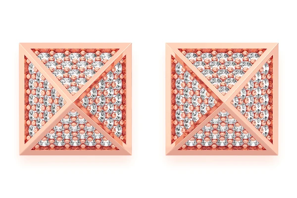 Pyramid Stud Diamond Earrings 14k Solid Gold 0.50ctw
