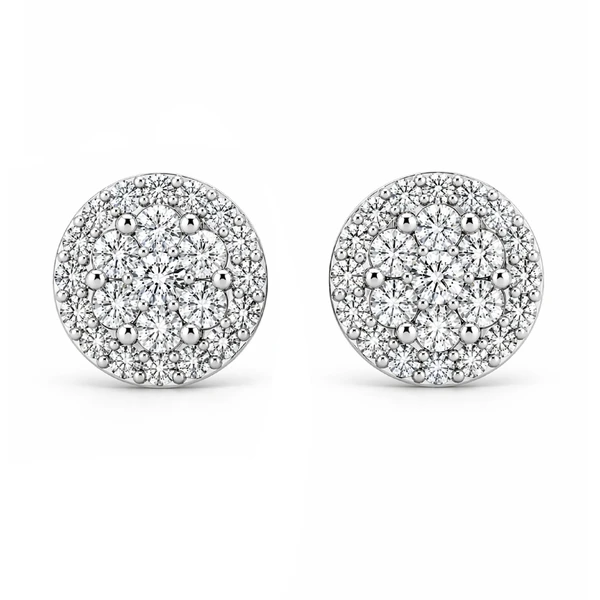Halo Flower Stud Earrings 14k   3.00ctw