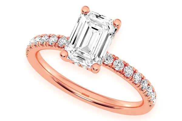Thinn - 1.00ct Emerald Solitaire Cut One Row Under Halo Diamond Ring 14k Solid Gold