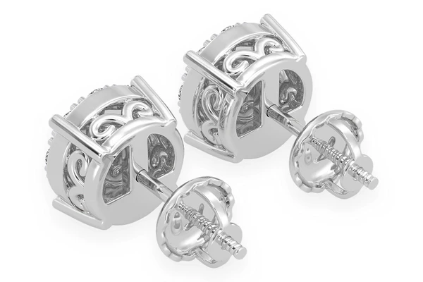 0.75ctw Mosaic Stud Diamond Earrings 14k Solid Gold 