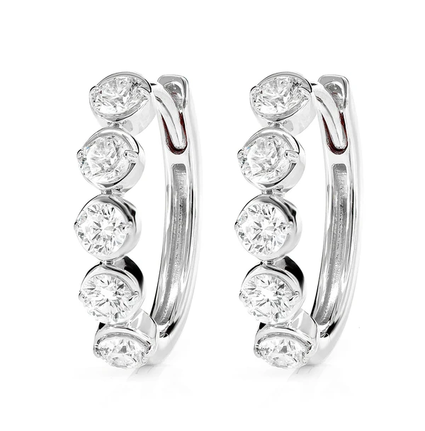 Diamond Caterpillar Oval Hoop Earrings 14k Solid Gold 0.70ctw