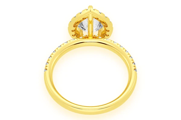 Thav - 1.00ct Pear Solitaire - Scallop Halo One Row - Diamond Engagement Ring - All Natural