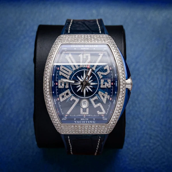 Franck Muller - Vanguard - V 45 Sc Dt Ac Bl - Stainless Steel Custom Diamonds