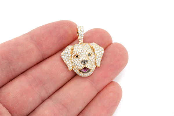 Labrador Retriever Diamond Pendant 14k Solid Gold 2.50ctw