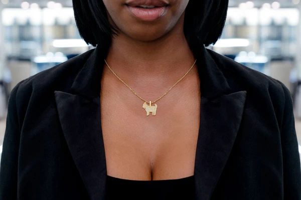 Goat Diamond Pendant 14k Solid Gold 0.66ctw