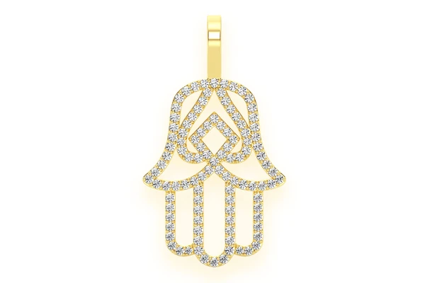 Hamsa Silhouette Diamond Pendant 14k Solid Gold 1.00ctw