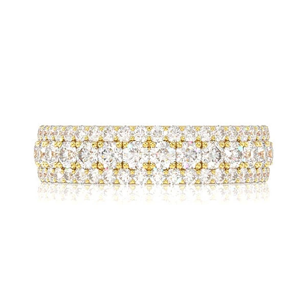 Three Row Diamond Band Ring 14k Solid Gold 1.50ctw