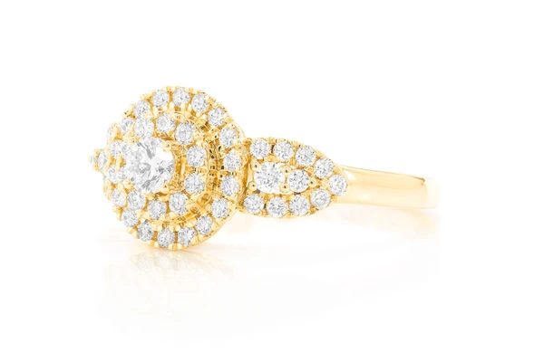 0.70ctw - Round Two Tier Stones - Diamond Engagement Ring - All Natural