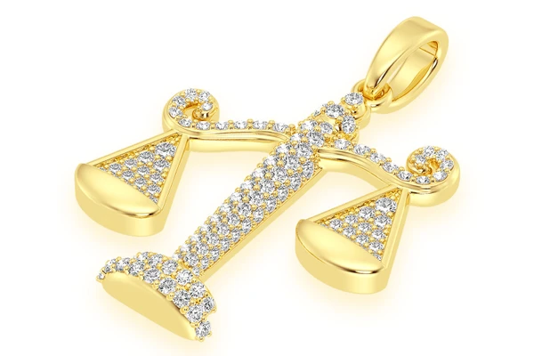 Balance Libra Scale Diamond Pendant 14k Solid Gold 0.66ctw