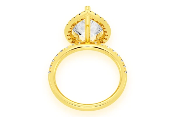 Thav - 3.00ct Pear Solitaire - Scallop Halo One Row - Diamond Engagement Ring - All Natural