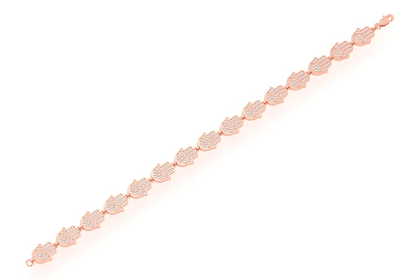 Hamsa Eternity Diamond Bracelet 14k Solid Gold 2.75ctw