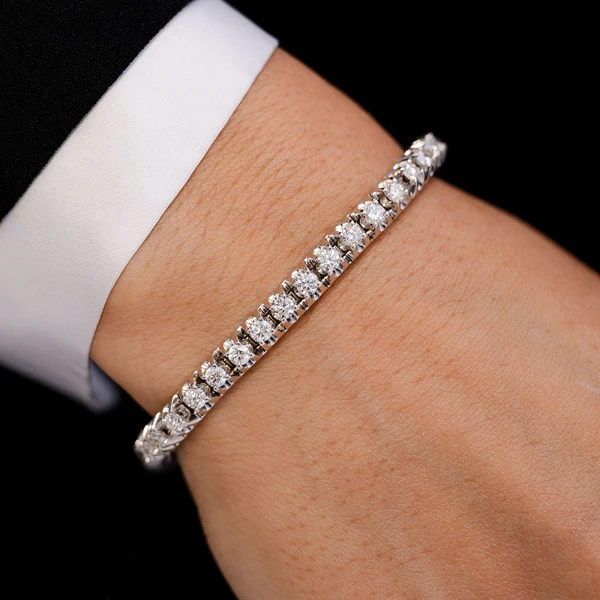 Elevated Prong Set Diamond Tennis Bracelet 14k Solid Gold 4.75ctw