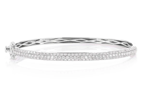 3 Row Bubbly Diamond Bangle Bracelet 2.00ctw 14k Solid Gold