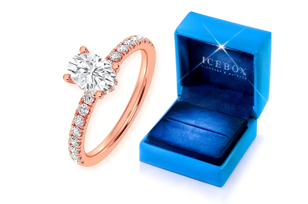 Thinn - 0.75ct Oval Solitaire - One Row Under Halo - Diamond Engagement Ring - All Natural