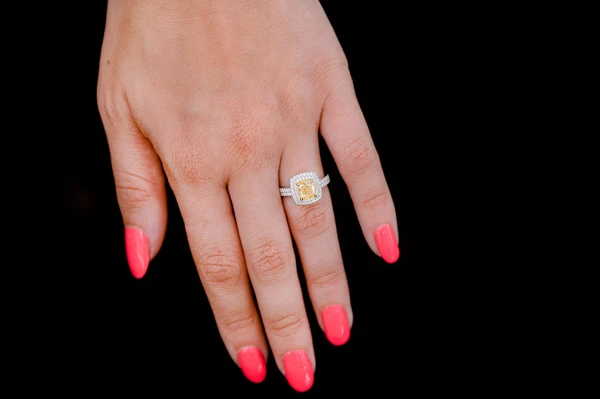 2.00ctw Yellow Diamond Double Halo - Diamond Engagement Ring - All Natural