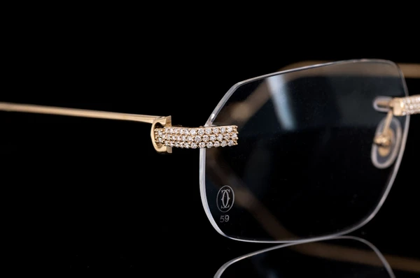 Cartier Glasses Iced Out Diamond Rimless - 1.15ctw - Yellow Gold
