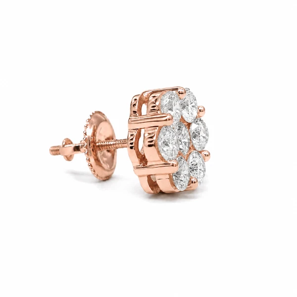 Flower Stud Earrings 14k   2.00ctw