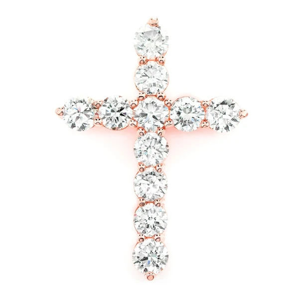 Diamond Hidden Bail Cross Pendant 14k Solid Gold 4.45ctw
