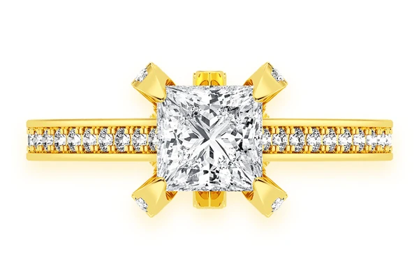 Chant - 1.00ct Princess Solitaire - Deluxe One Row Scallop - Diamond Engagement Ring - All Natural Vs Diamonds