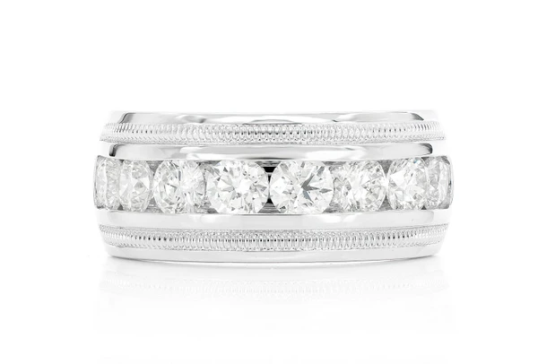 Milgrain Channel Set Diamond Band 14k Solid Gold 2.00ctw