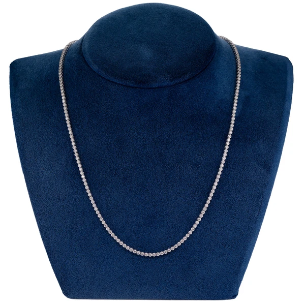 2pt Crown Set Diamond Tennis Necklace 14k Solid Gold 4.00ctw