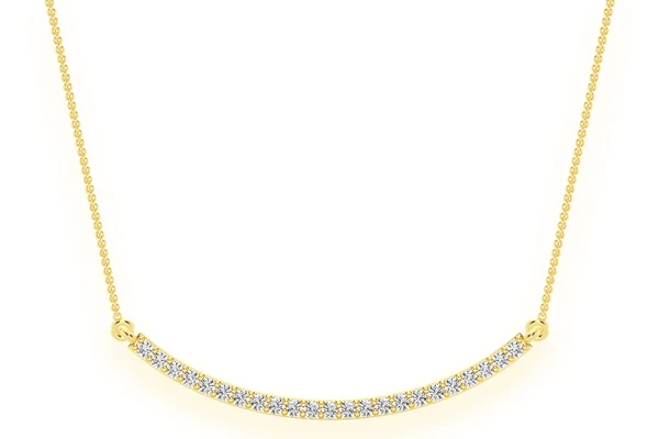  Curved Bar Diamond Necklace Connected 14k Solid Gold 0.20ctw