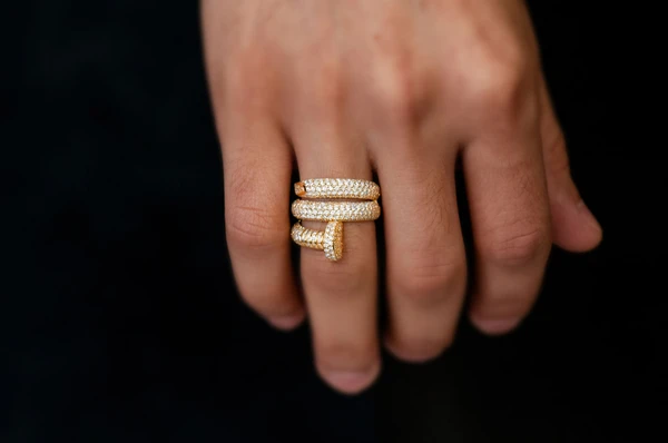 Nail Wrap Diamond Ring 14k Solid Gold 3.00ctw