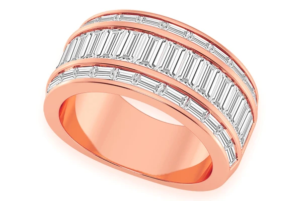 Baguette Channel Diamond Ring 14k Solid Gold 2.50ctw