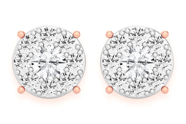 2.00ctw Mosaic Diamond Stud Earrings 14k Solid Gold