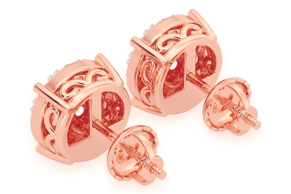 2.00ctw Mosaic Diamond Stud Earrings 14k Solid Gold