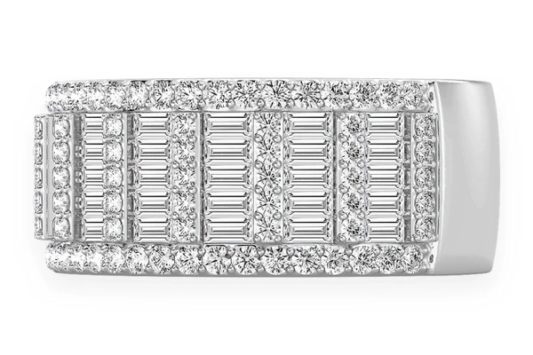 Baguette Round Bar Diamond Band 14k Solid Gold 2.25ctw
