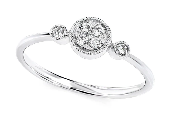 Cluster Diamond Engagement Ring 14k Solid Gold - All Natural - 0.12ctw