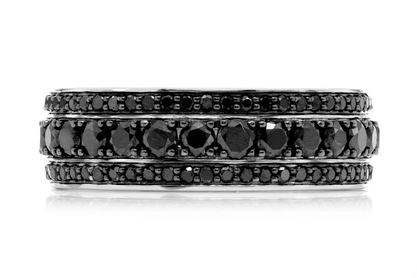 Three Row Black Diamond Band 14k Solid Gold 2.00ctw